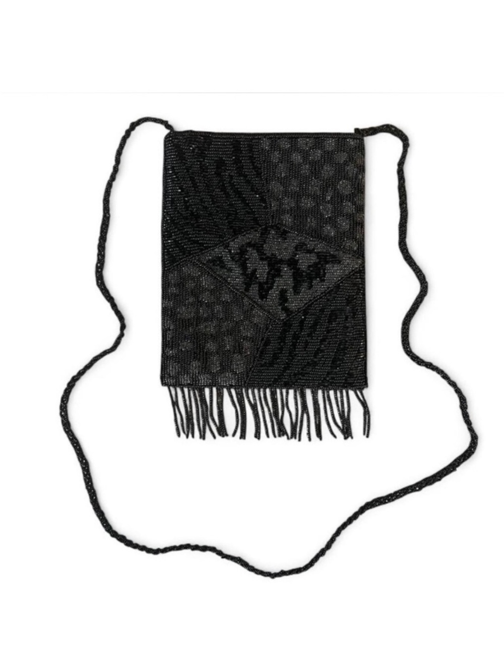 Lady Jade Designs Beaded Crossbody Bag Black Animal Print Patchwork Fringe Small